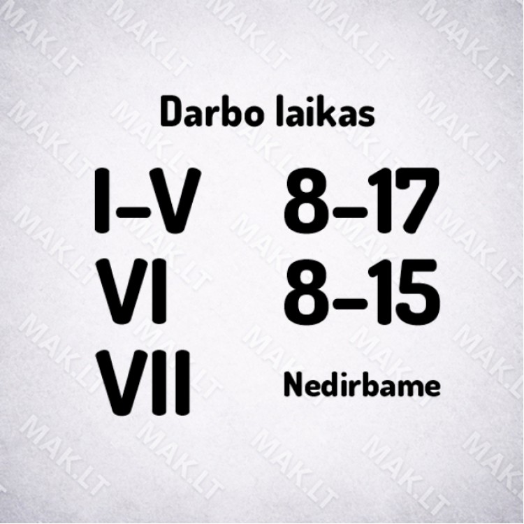 Darbo laiko lipdukas Nr. 1 Darbo laiko lipdukas Nr. 1