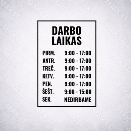 Darbo laiko lipdukas Nr. 11 Darbo laiko lipdukas Nr. 11