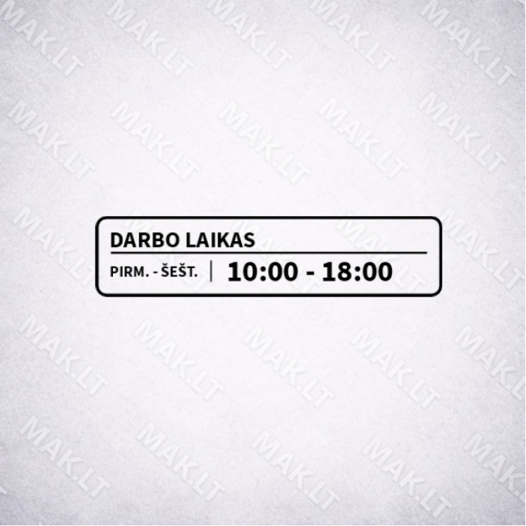 Darbo laiko lipdukas Nr. 12 Darbo laiko lipdukas Nr. 12