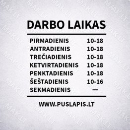 Darbo laiko lipdukas Nr. 8 Darbo laiko lipdukas Nr. 8