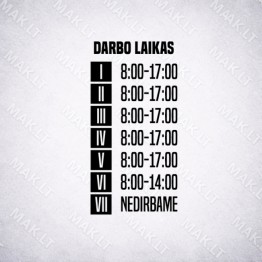 Darbo laiko lipdukas Nr. 6 Darbo laiko lipdukas Nr. 6