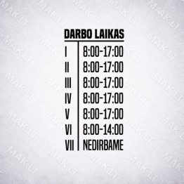 Darbo laiko lipdukas Nr. 9 Darbo laiko lipdukas Nr. 9