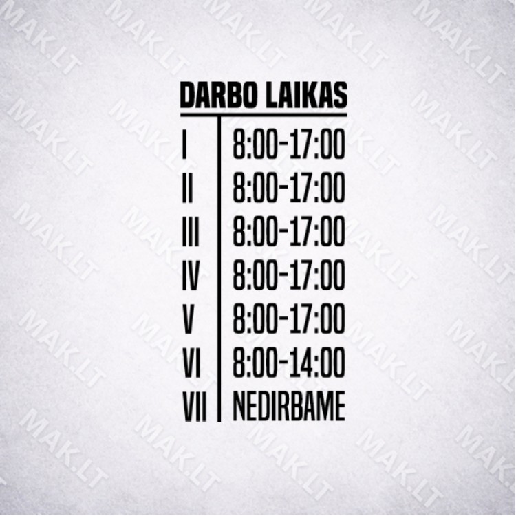 Darbo laiko lipdukas Nr. 9