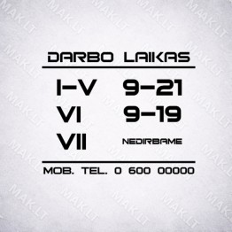 Darbo laiko lipdukas Nr. 25