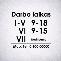 Darbo laiko lipdukas Nr. 23