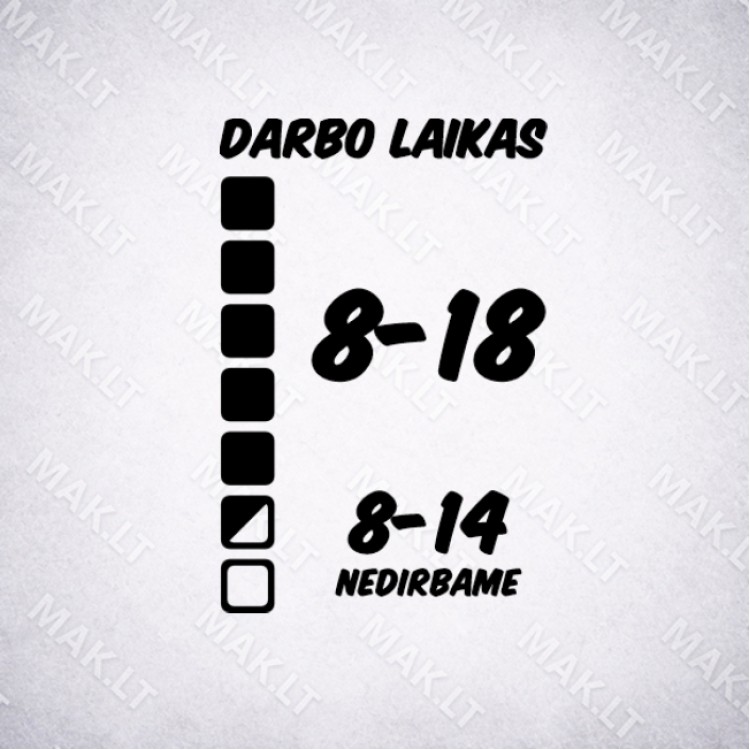 Darbo laiko lipdukas Nr. 26 Darbo laiko lipdukas Nr. 26