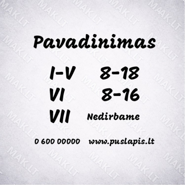 Darbo laiko lipdukas Nr. 18 Darbo laiko lipdukas Nr. 18