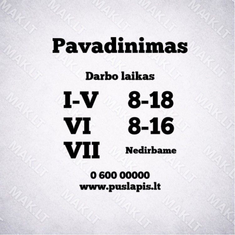 Darbo laiko lipdukas Nr. 19