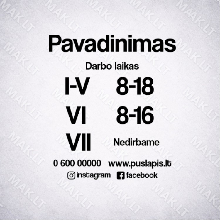 Darbo laiko lipdukas Nr. 21