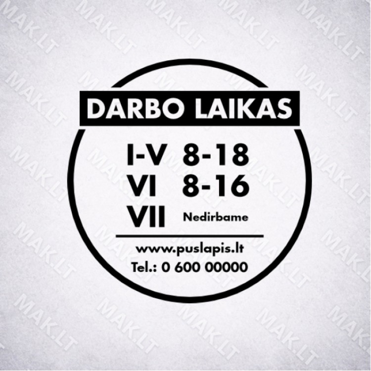 Darbo laiko lipdukas Nr. 17